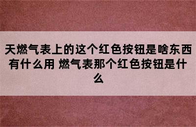 天燃气表上的这个红色按钮是啥东西有什么用 燃气表那个红色按钮是什么